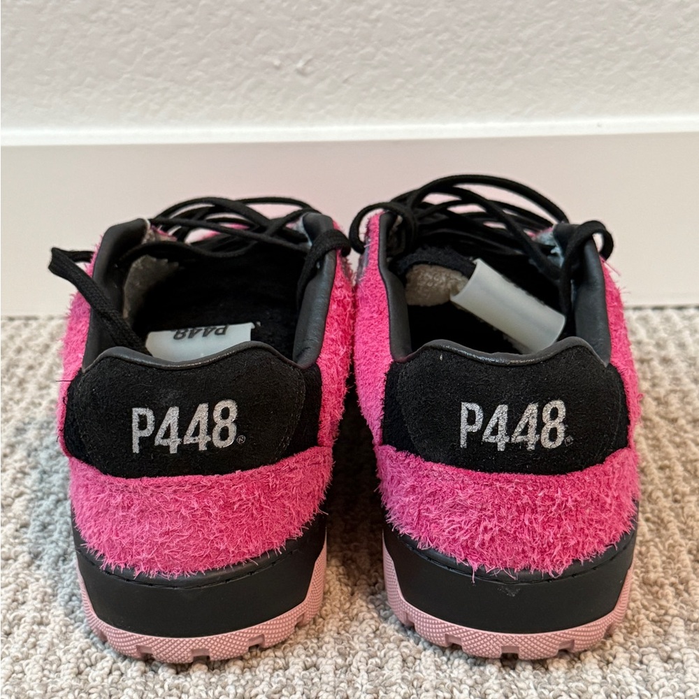 P448 Women Sz 10 US Black Pink Sneakers - Picture 4 of 7